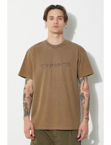 Carhartt WIP t-shirt bawełniany S/S Duster T-Shirt męski kolor brązowy z aplikacją I030110.1ZDGD