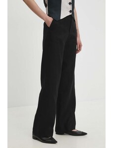 Answear Lab spodnie lniane kolor czarny proste high waist