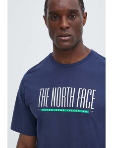 The North Face t-shirt bawełniany męski kolor granatowy z nadrukiem NF0A87E78K21