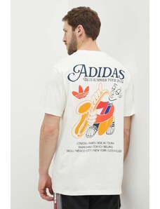 adidas Originals t-shirt bawełniany męski kolor beżowy z nadrukiem IS2937