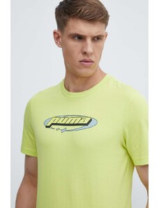 Puma t-shirt bawełniany męski kolor zielony z nadrukiem 625424