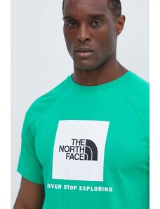 The North Face t-shirt bawełniany męski kolor zielony z nadrukiem NF0A87NJPO81