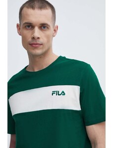 Fila t-shirt bawełniany Lankaran męski kolor zielony z aplikacją FAM0680