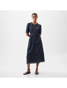 Sukienki GAP Shortsleeve Lace Midi Dress Dark Wash
