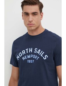 North Sails t-shirt bawełniany męski kolor granatowy z nadrukiem 692988