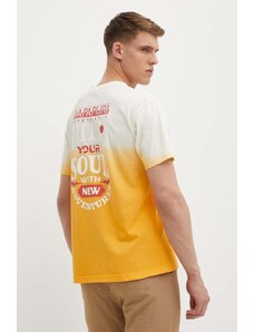 Napapijri t-shirt bawełniany S-Howard męski kolor żółty wzorzysty NP0A4HQCY1J1