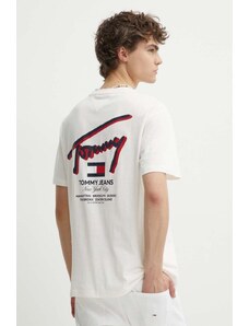 Tommy Jeans t-shirt bawełniany męski kolor beżowy z nadrukiem DM0DM18574