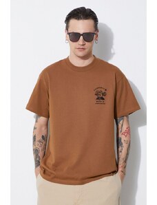 Carhartt WIP t-shirt bawełniany S/S Icons T-Shirt męski kolor brązowy z aplikacją I033271.08WXX
