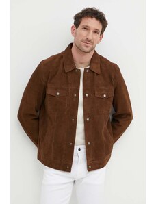 Pepe Jeans kurtka zamszowa VRYSON męska kolor brązowy przejściowa PM402963