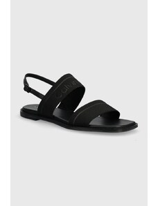 Calvin Klein sandały FLAT SANDAL HE damskie kolor czarny HW0HW01990
