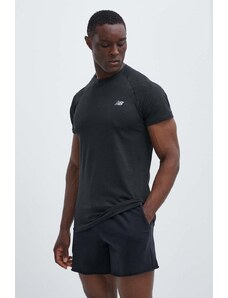 New Balance t-shirt treningowy Knit kolor czarny gładki MT41080BK