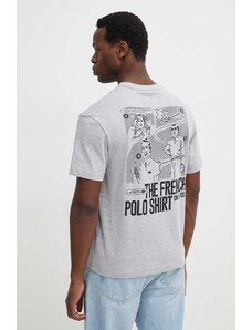 Lacoste t-shirt bawełniany męski kolor szary z nadrukiem