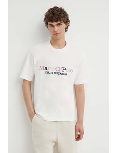 Marc O'Polo t-shirt bawełniany męski kolor biały z aplikacją 424208351304