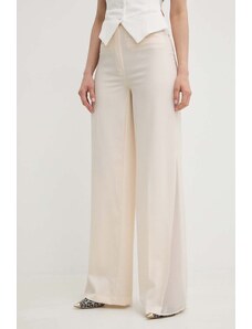 Elisabetta Franchi spodnie wełniane kolor beżowy szerokie high waist PA03742E2
