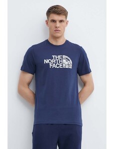 The North Face t-shirt bawełniany męski kolor granatowy z nadrukiem NF0A87NX8K21