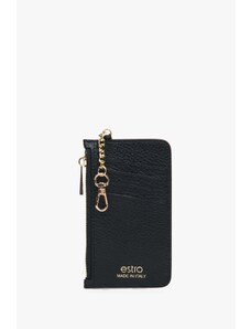Poręczny czarny portfel damski z włoskiej skóry naturalnej Estro ER00115018