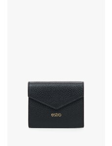 Mały czarny portfel damski z włoskiej skóry naturalnej Estro ER00115022