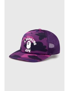 A Bathing Ape czapka z daszkiem Color Camo College Mesh Cap kolor fioletowy wzorzysta 1J30180011