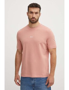 BOSS t-shirt BOSS ORANGE męski kolor różowy gładki 50473278