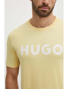 HUGO t-shirt bawełniany męski kolor żółty z nadrukiem 50467556