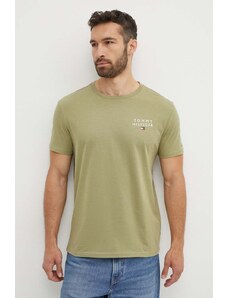 Tommy Hilfiger t-shirt lounge bawełniany kolor zielony melanżowy UM0UM02916