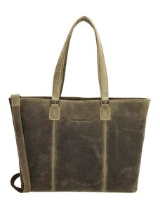 HIDE & STITCHES Skórzany shopper bag w kolorze khaki - 46 x 29 x 12,5 cm