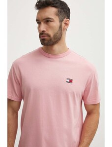Tommy Jeans t-shirt bawełniany męski kolor różowy gładki DM0DM18912