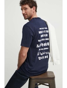 Lacoste t-shirt bawełniany męski kolor granatowy z nadrukiem