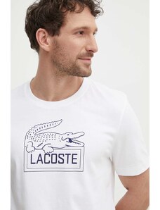 Lacoste t-shirt męski kolor beżowy z nadrukiem