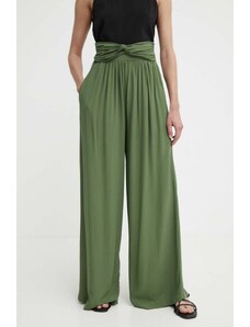 Answear Lab spodnie damskie kolor zielony szerokie high waist