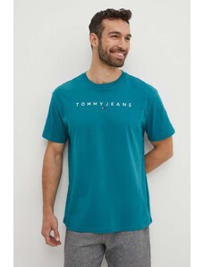 Tommy Jeans t-shirt bawełniany męski kolor zielony z aplikacją DM0DM17993