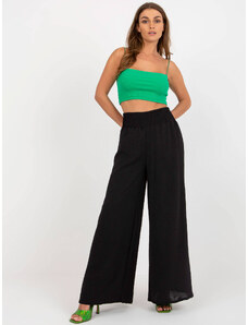 Factory Price Szerokie spodnie damskie w gumę czarne (8390)