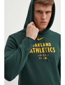 Nike bluza Oakland Athletics męska kolor zielony z kapturem z nadrukiem
