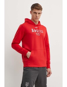 Nike bluza Los Angeles Angels męska kolor czerwony z kapturem z nadrukiem