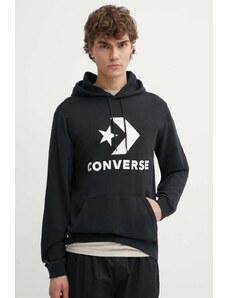 Converse bluza kolor czarny z kapturem z nadrukiem