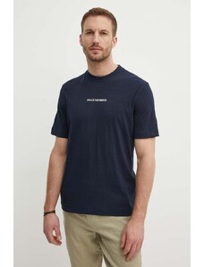 Sisley t-shirt bawełniany męski kolor granatowy z nadrukiem