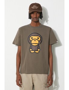 A Bathing Ape t-shirt bawełniany Big Baby Milo Tee męski kolor brązowy z nadrukiem 2J80110002