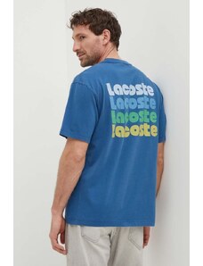 Lacoste t-shirt bawełniany męski kolor niebieski z nadrukiem