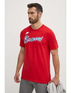Nike t-shirt bawełniany Atlanta Braves męski kolor czerwony z nadrukiem
