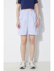 adidas Originals szorty 3S Cargo Shorts damskie kolor fioletowy z aplikacją high waist JH1075