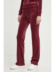 Juicy Couture spodnie dresowe welurowe kolor bordowy gładkie JCAP180