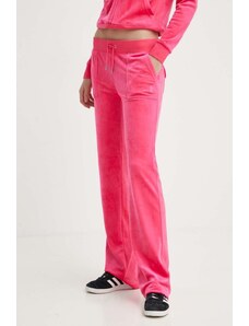 Juicy Couture spodnie dresowe welurowe kolor różowy gładkie JCAP180EU