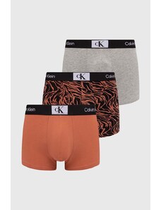 Calvin Klein Underwear bokserki 3-pack męskie kolor brązowy