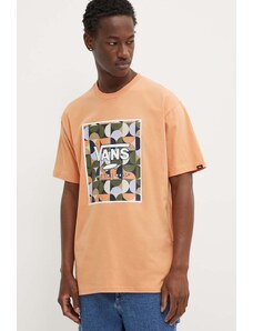 Vans t-shirt bawełniany męski kolor pomarańczowy z nadrukiem