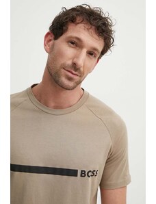 BOSS t-shirt bawełniany męski kolor beżowy z nadrukiem