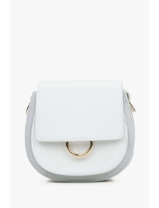 Estro Mała biała torebka damska w kształcie podkowy z włoskiej skóry naturalnej Premium ER00115063