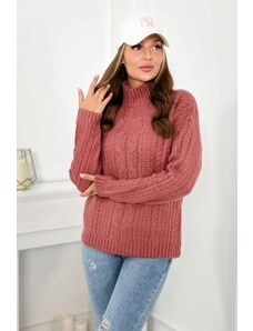 ModaMia Sweter z półgolfem ciemny różowy