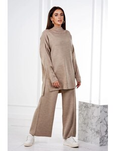 ModaMia Komplet sweterkowy 2-częściowy ciemny beżowy