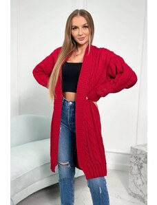 ModaMia Sweter z warkoczowym splotem czerwony