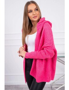 ModaMia Sweter z kapturem i rękawami typu nietoperz fuksja